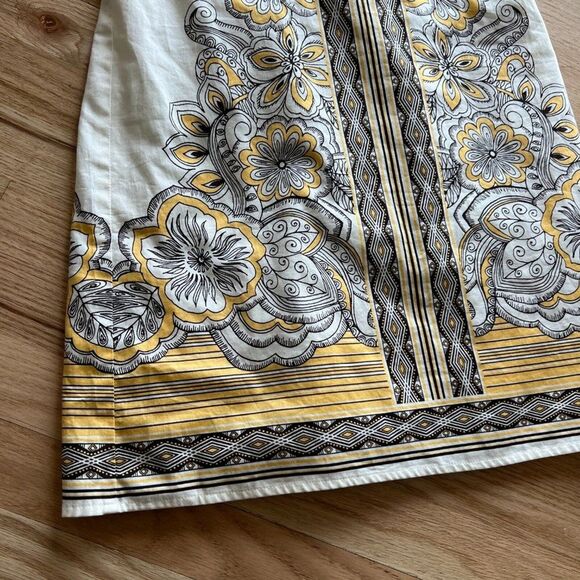 vtg y2k Ann Taylor LOFT‎ Petite Women's Cream  Brown Floral Dress cotton size 2 - Picture 3 of 6